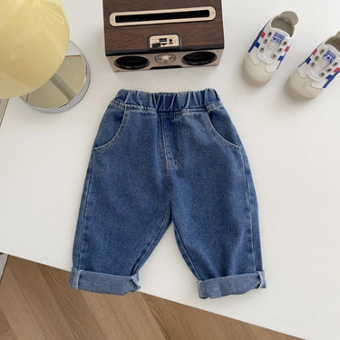Relaxed Fit Spijkerbroek voor Jongen – Katoen, Verstelbare Tailleband, Blauw, Zwart, Abrikoos, 0-5 Jaar 0